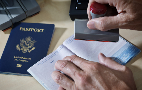 passport being stamped